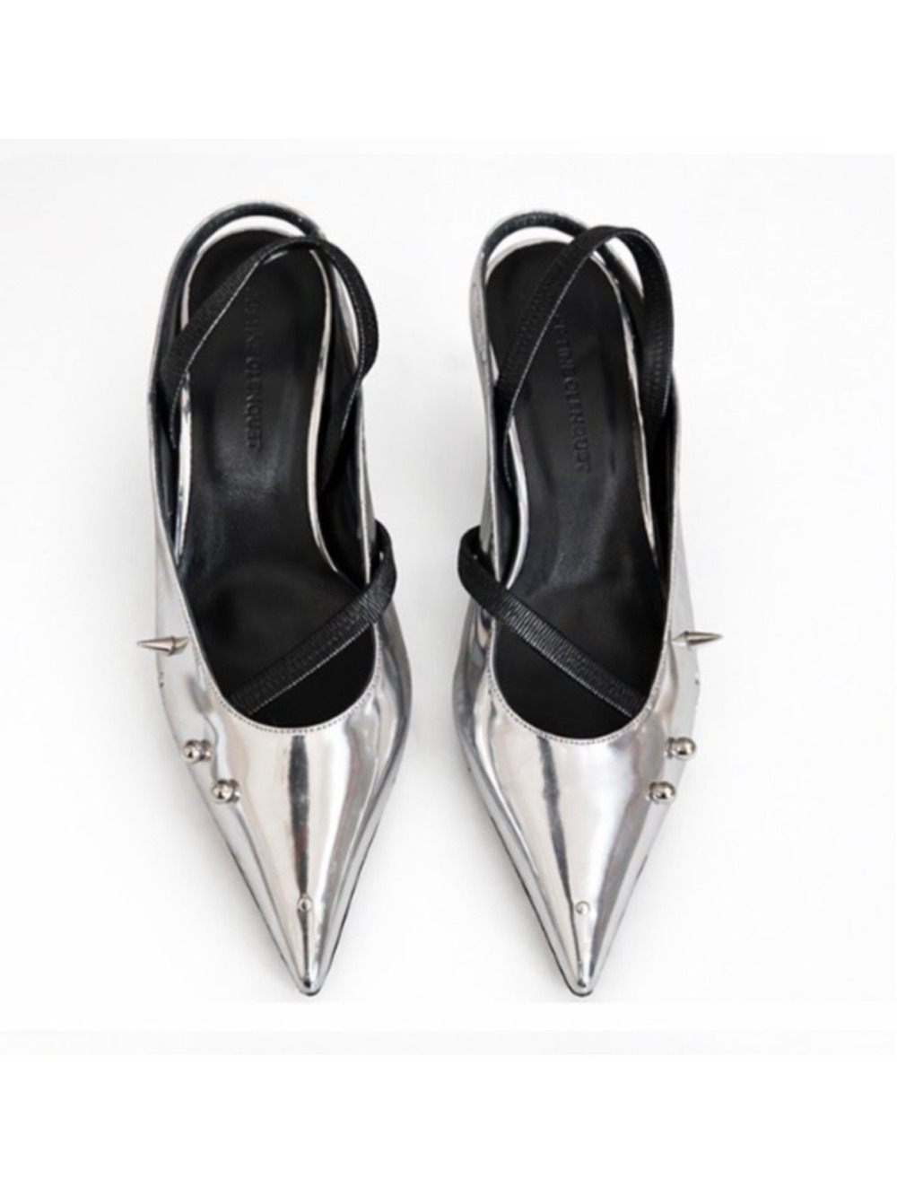 New Justine Clenquet Silver Joy Kitten Heel Slingback Mules Size 7/37 - Picture 2 of 8